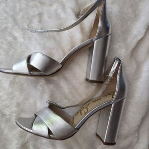 Sam Edelman Chunky Metallic Silver Heels